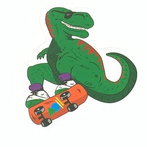 Skateboarding Dinosaur Vinyl Sticker